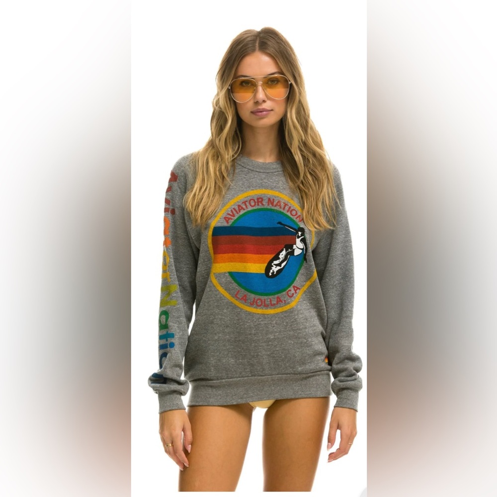 AVIATOR NATION LA JOLLA SWEATSHIRT - HEATHER GREY
